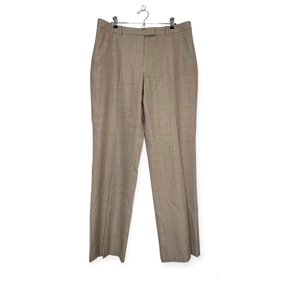 Brooks Brothers Brown Plaid Wool Straight Leg Caroline Fit Trousers - Size 14